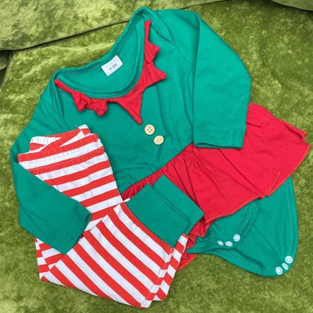 0-3 Months Elf Christmas Outfit, NWOT